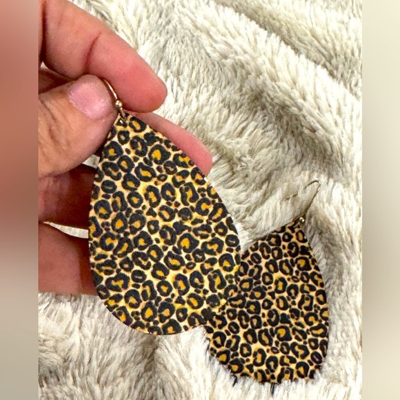 Leopard Print Teardrop Earrings | Lightweight Statement - Picture 1 of 2